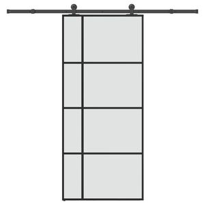 vidaXL Drzwi przesuwne z osprzętem, 90x205 cm, szkło ESG i aluminium