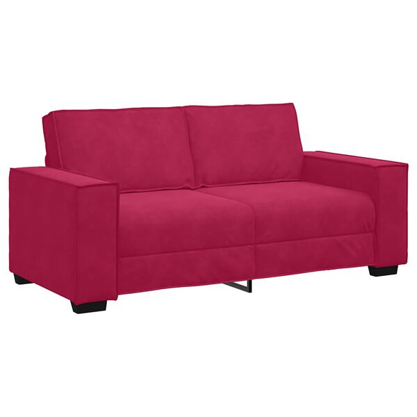vidaXL Sofa 2-osobowa, winna czerwień, 140 cm, tapicerowana aksamitem