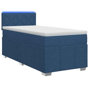 vidaXL Ł&oacute;żko kontynentalne z materacem niebieski 90 x 200 cm tkanina
