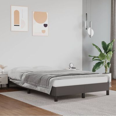 vidaXL Rama łóżka, szara, 120x190 cm, sztuczna skóra