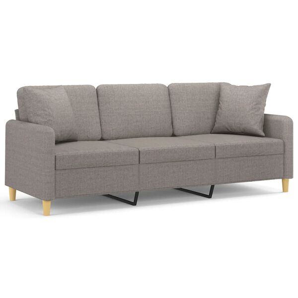 vidaXL 3-osobowa sofa z poduszkami, kolor taupe, 180 cm, tkanina