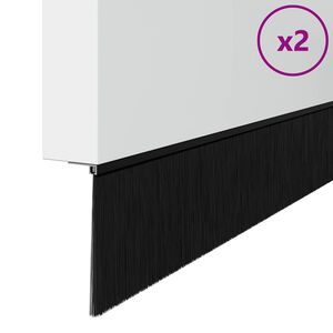 vidaXL Szczotki uszczelniające do drzwi samoprzylepne 2 pcs Czarny