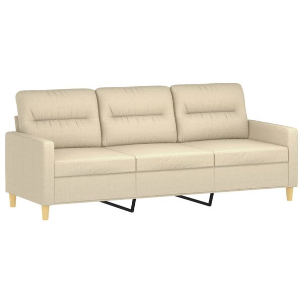 vidaXL Sofa 3-osobowa, kremowa, 180 cm, tapicerowana tkaniną