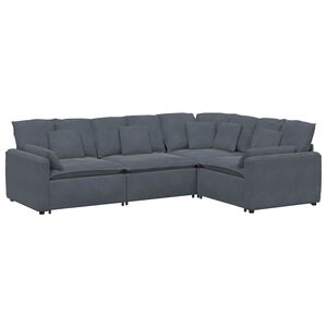vidaXL Sofa modułowa z poduszkami aksamitna ciemnoszara