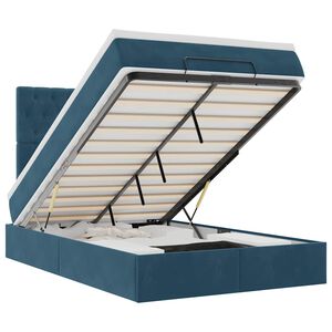vidaXL Rama ł&oacute;żka otomana z materacami, niebieska, 120x200 cm, aksamit