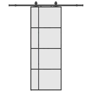 vidaXL Drzwi przesuwne z zestawem okuć czarne 76x205 cm ESG szkło