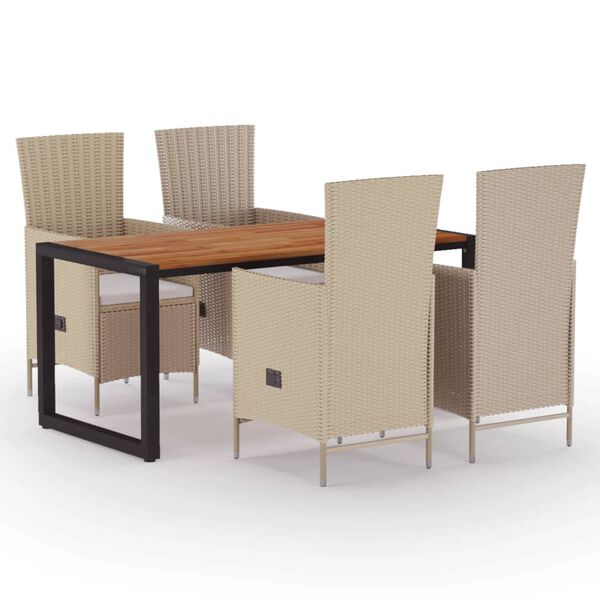 vidaXL 5-częściowy zestaw mebli ogrodowych, beżowy