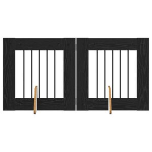 vidaXL Bramka dla ps&oacute;w z podp&oacute;rkami 2 pcs Czarny dąb 60 x 60 cm
