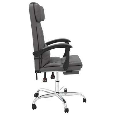 vidaXL Rozkładane, masujące krzesło biurowe, szare, sztuczna skóra