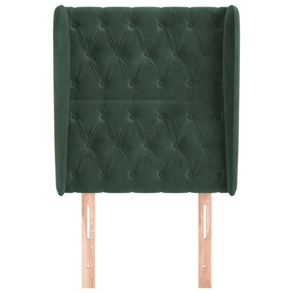 vidaXL Zagłówek uszak, ciemnozielony, 83x23x118/128 cm, aksamit