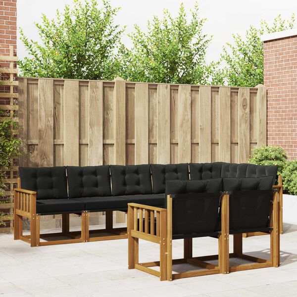 vidaXL Zestaw sof na zewnątrz z poduszką 8 pcs Naturalny i czarny