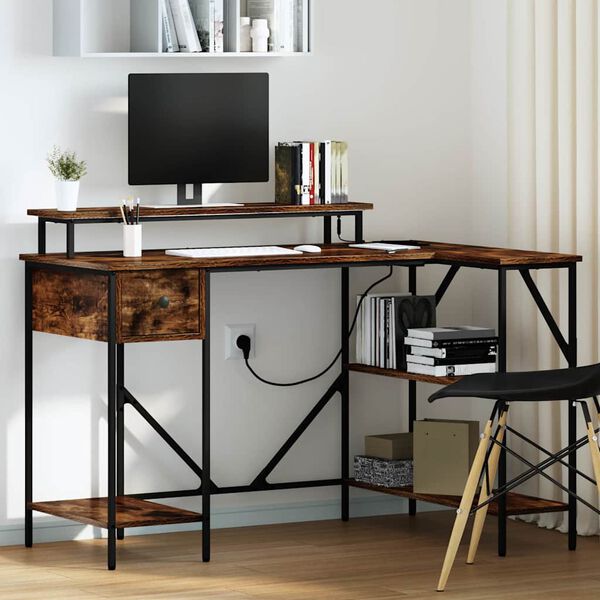 vidaXL Biurko Dąb wędzony 120 x 79 x 86,5 cm Materiał drewnopochodny