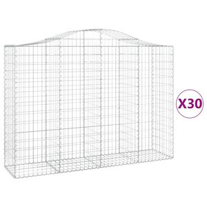 vidaXL Kosze gabionowe, 30 szt, 200x50x140/160cm, galwanizowane żelazo