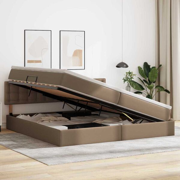 vidaXL Ł&oacute;żko z miejscem na przechowywanie i materacem Kawowy