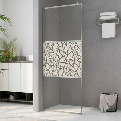 vidaXL Ścianka prysznicowa, szkło ESG, wzór w kamienie, 115 x 195 cm