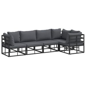 vidaXL Zestaw Sof na Ogr&oacute;d 5 szt. Czarny Aluminium