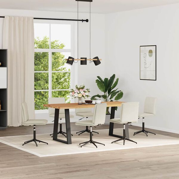 vidaXL Krzesła stołowe, 6 szt., kremowe, obite aksamitem