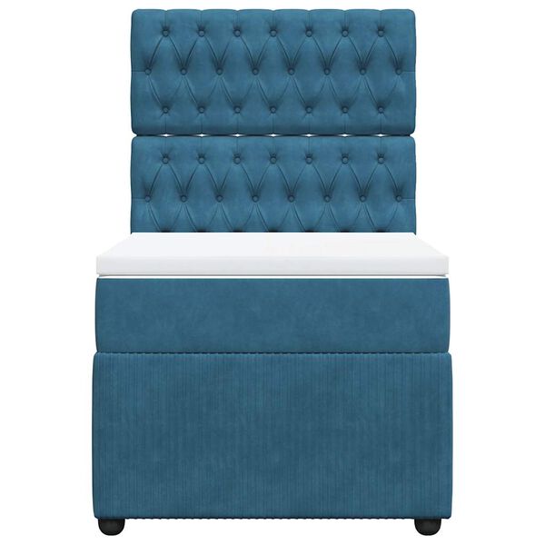 vidaXL Ł&oacute;żko kontynentalne z materacem, niebieskie, aksamit, 100x200cm