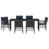 vidaXL Zestaw do jadalni w ogrodzie 7 pcs Szary i czarny rattan