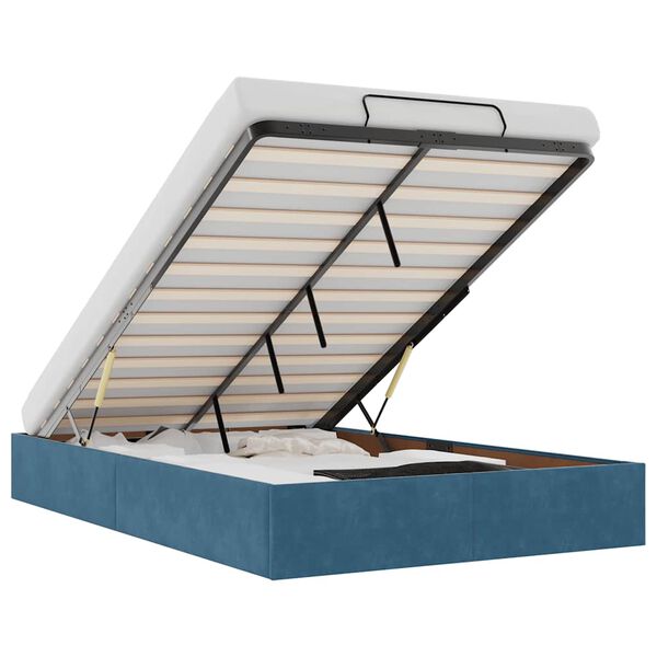 vidaXL Rama ł&oacute;żka otomana bez materaca, niebieska, 120x200 cm, aksamit
