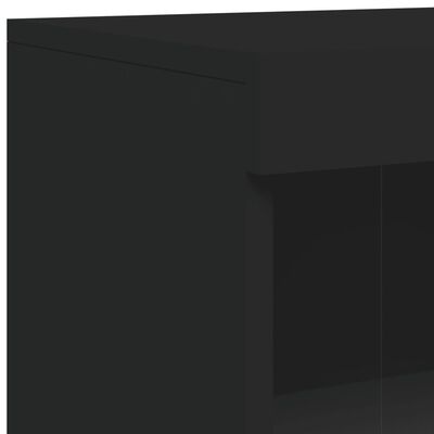vidaXL Szafka boczna z LED, czarna, materiał drewnopochodny