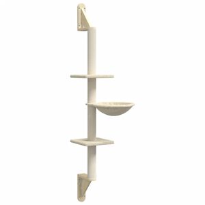 vidaXL Ścienne drzewko dla kota z drapakiem, kremowe, 142,5 cm