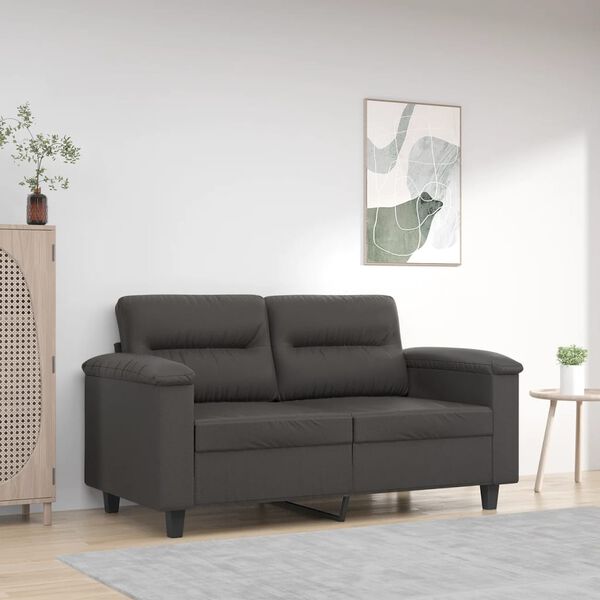 vidaXL 2-osobowa sofa, szary, 120 cm, sztuczna sk&oacute;ra
