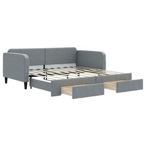 vidaXL Sofa rozsuwana z szufladami, jasnoszara, 100x190 cm, tkanina