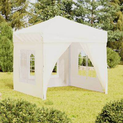 vidaXL Składany namiot imprezowy ze ściankami, kremowy, 2x2 m
