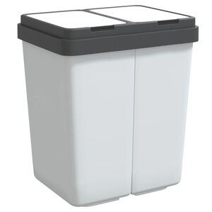 vidaXL Podw&oacute;jny kosz na śmieci, biały, 2x25 L