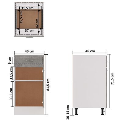 vidaXL Szafka z szufladą, szarość betonu, 40x46x81,5 cm
