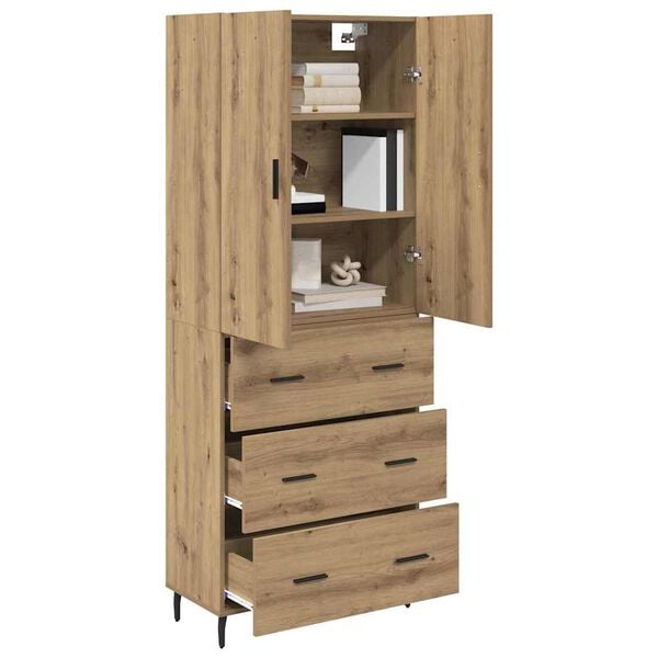 vidaXL Highboard 2 pcs Dąb rzemieślniczy Drewno inżynieryjne i szkło