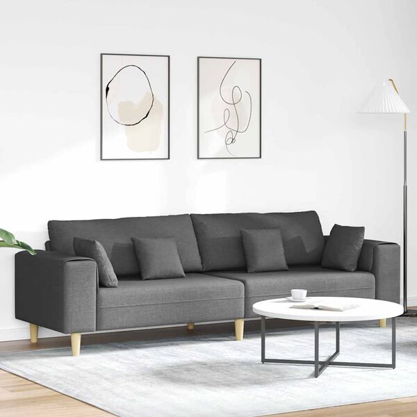 vidaXL Sofa materiałowa z poduszką Ciemnoszary 208 cm tkanina