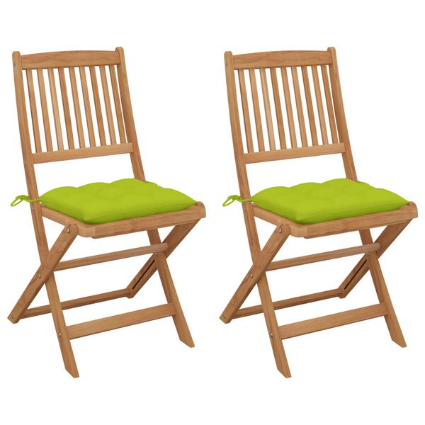 vidaXL Składane krzesła ogrodowe z poduszkami, 2 szt., drewno akacjowe