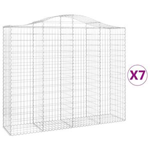 vidaXL Kosze gabionowe, 7 szt, 200x50x160/180 cm, galwanizowane żelazo