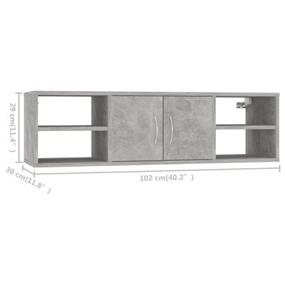 vidaXL Półka ścienna, szarość betonu, 102x30x29 cm, płyta wiórowa