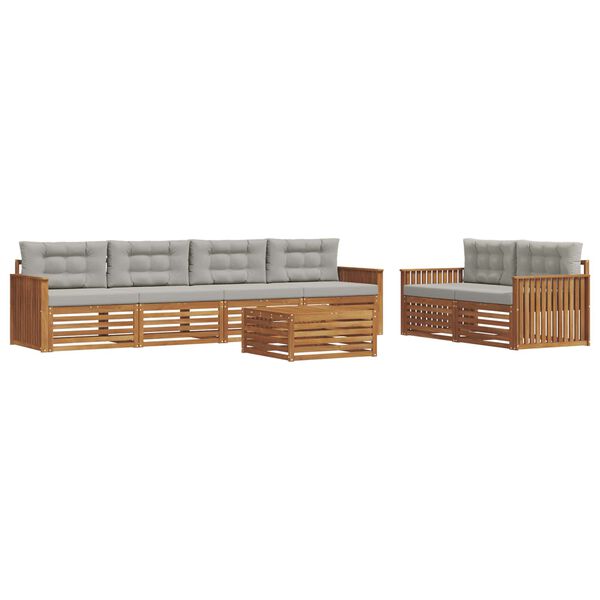 vidaXL Zestaw sof na zewnątrz z poduszką 7 pcs Naturalny i Jasny Szary