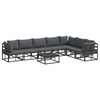 vidaXL Zestaw Sof na Ogr&oacute;d z poduszką 8 pcs Czarny Aluminium