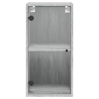 vidaXL Szafka wisząca, szklane drzwi, szary dąb sonoma, 35x37x68,5 cm