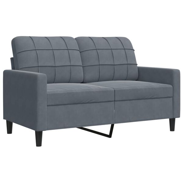 vidaXL Sofa 2-osobowa, ciemnoszary, 120 cm, tapicerowana aksamitem