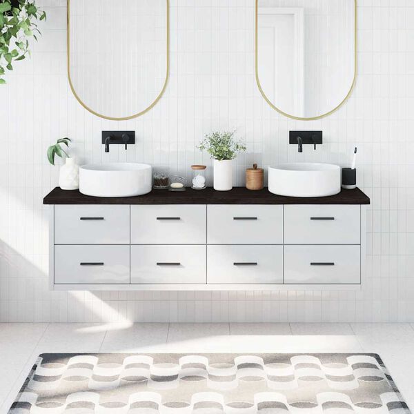 vidaXL Blat do łazienki, ciemnobrązowy, 180x40x(2-4) cm, lite drewno