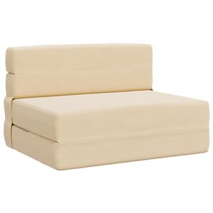 vidaXL Składana Sofa Ł&oacute;żko kremowy 70 x 72 x 60 cm tkanina