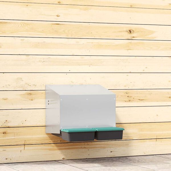 vidaXL Kurnik 2-komorowy montowany na ścianie, ocynkowana stal