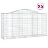 vidaXL Kosze gabionowe, 5 szt, 200x50x100/120 cm, galwanizowane żelazo