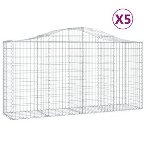 vidaXL Kosze gabionowe, 5 szt, 200x50x100/120 cm, galwanizowane żelazo