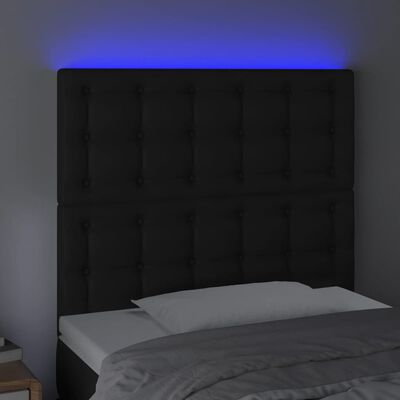 vidaXL Zagłówek do łóżka, czarny, 80x5x118/128 cm, sztuczna skóra