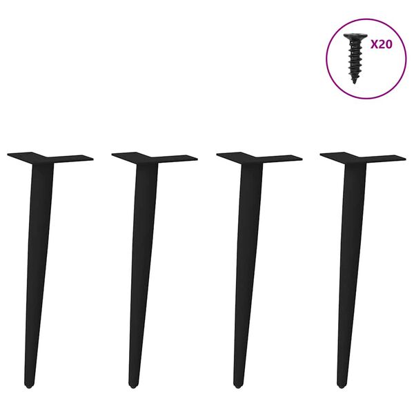 vidaXL Nogi do stolika kawowego w kształcie stożka 4 szt. Czarne 30-31 cm Stalowe