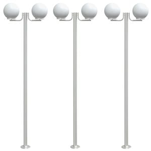 vidaXL Stojące lampy ogrodowe, 3 szt, srebrne, 215 cm, stal nierdzewna