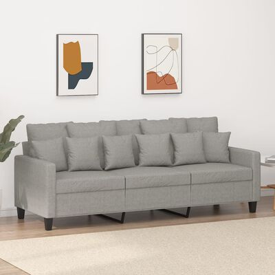 vidaXL Sofa 3-osobowa, jasnoszara, 180 cm, tapicerowana tkaniną