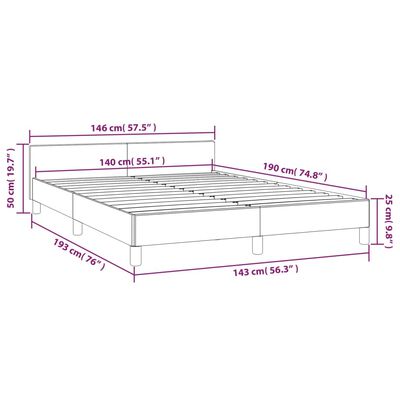 vidaXL Rama łóżka z zagłówkiem, ciemnoszara, 140x190 cm, aksamitna